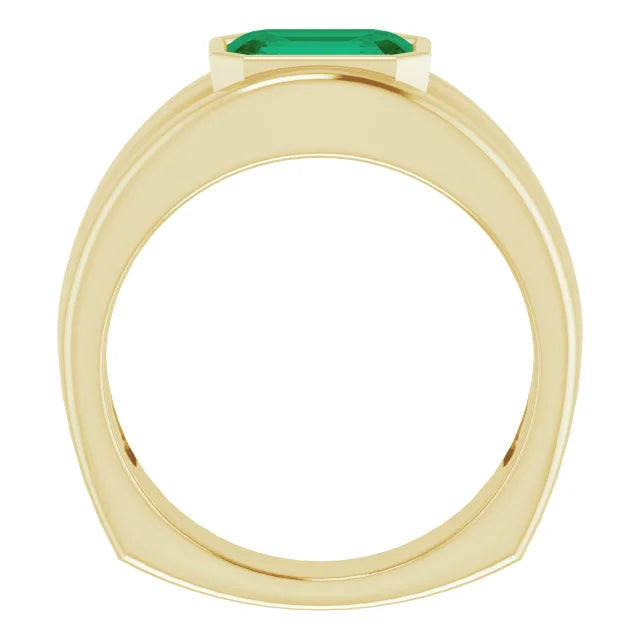 Three Notch Emerald Ring