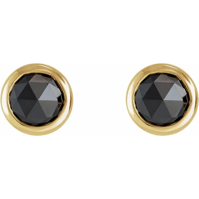 Rose-Cut  Black Diamond Stud Earrings