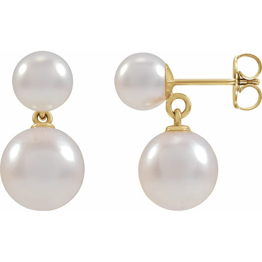 Double Akoya Pearl Drop Earrings