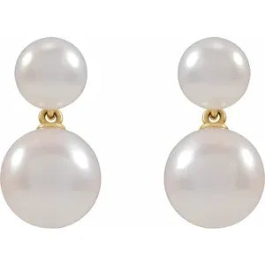 Double Akoya Pearl Drop Earrings