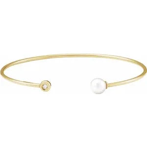 Diamond and Pearl Cuff Bracelets