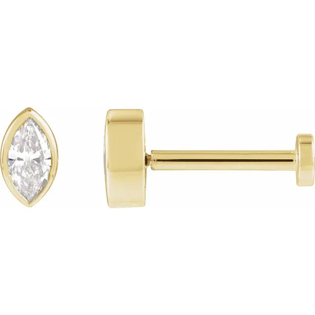 Marquis  Diamond Press Fit Stud Earring