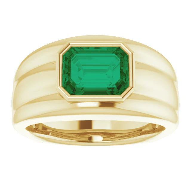 Three Notch Emerald Ring