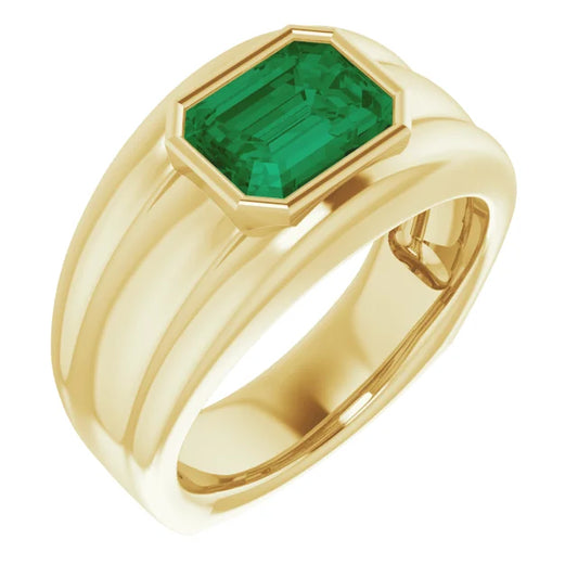 Three Notch Emerald Ring