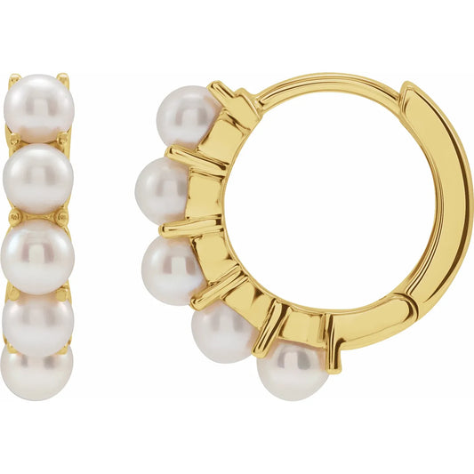 Pearl Huggie Hoop Earrings