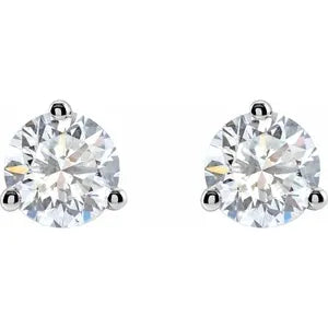 Three Prong Diamond Stud Earrings