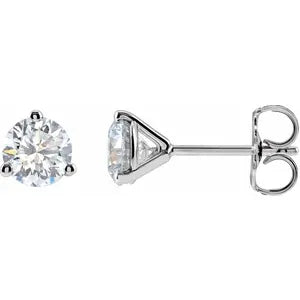 Three Prong Diamond Stud Earrings